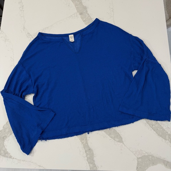Free People We The Free Dahlia Thermal Waffle Knit Bell Sleeve Top Women’s Small - Picture 4 of 9